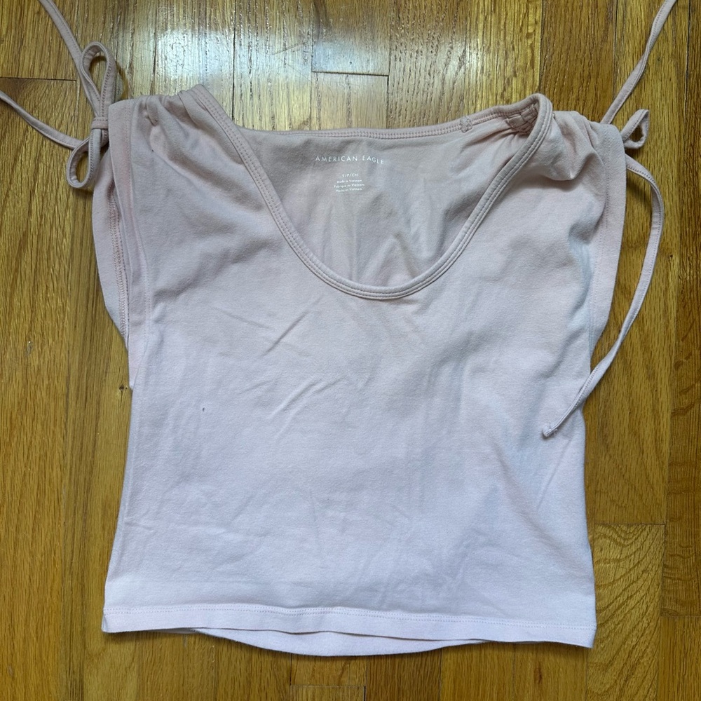 American Eagle Outfitters White Sleeveless Tie Front Crop Tank Top